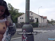 public flash and grab tits gif