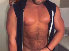 bearded, big-chested, hairy-bellied Heath McLeod flashes boner 0006-1 9 gif