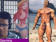 Creepy guy on the beach wants to cum for you gif